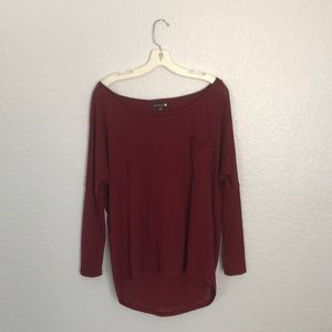 Burgundy, off the shoulder , High -Low top